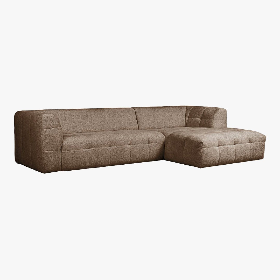 DEYNA Canapé d’angle en tissu capitonné taupe - Angle droit - Canapés d'angle - Mobilier Deco
