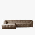 DEYNA Canapé d’angle en tissu capitonné taupe - Angle gauche