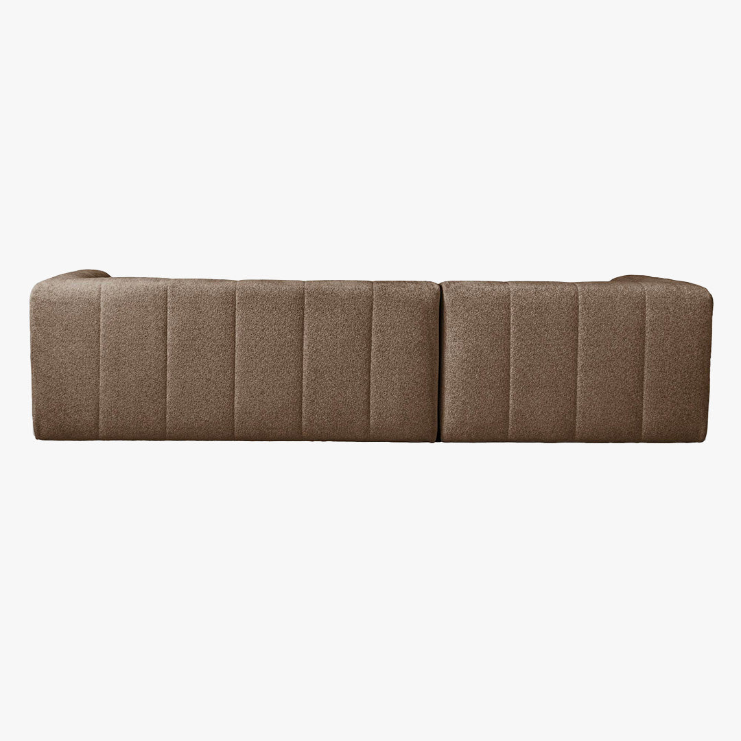 DEYNA Canapé d’angle en tissu capitonné taupe - Angle gauche - Canapés d'angle - Mobilier Deco