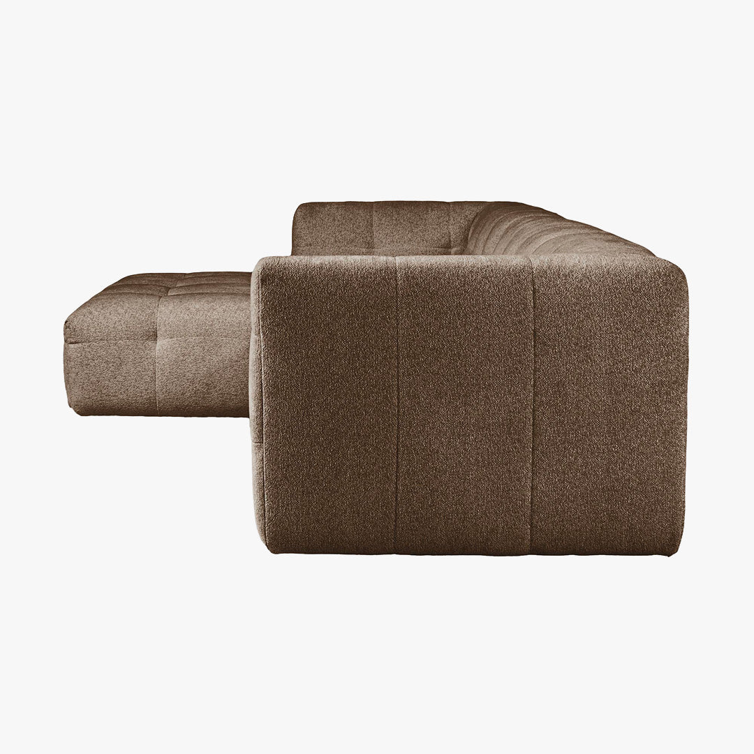 DEYNA Canapé d’angle en tissu capitonné taupe - Angle gauche - Canapés d'angle - Mobilier Deco