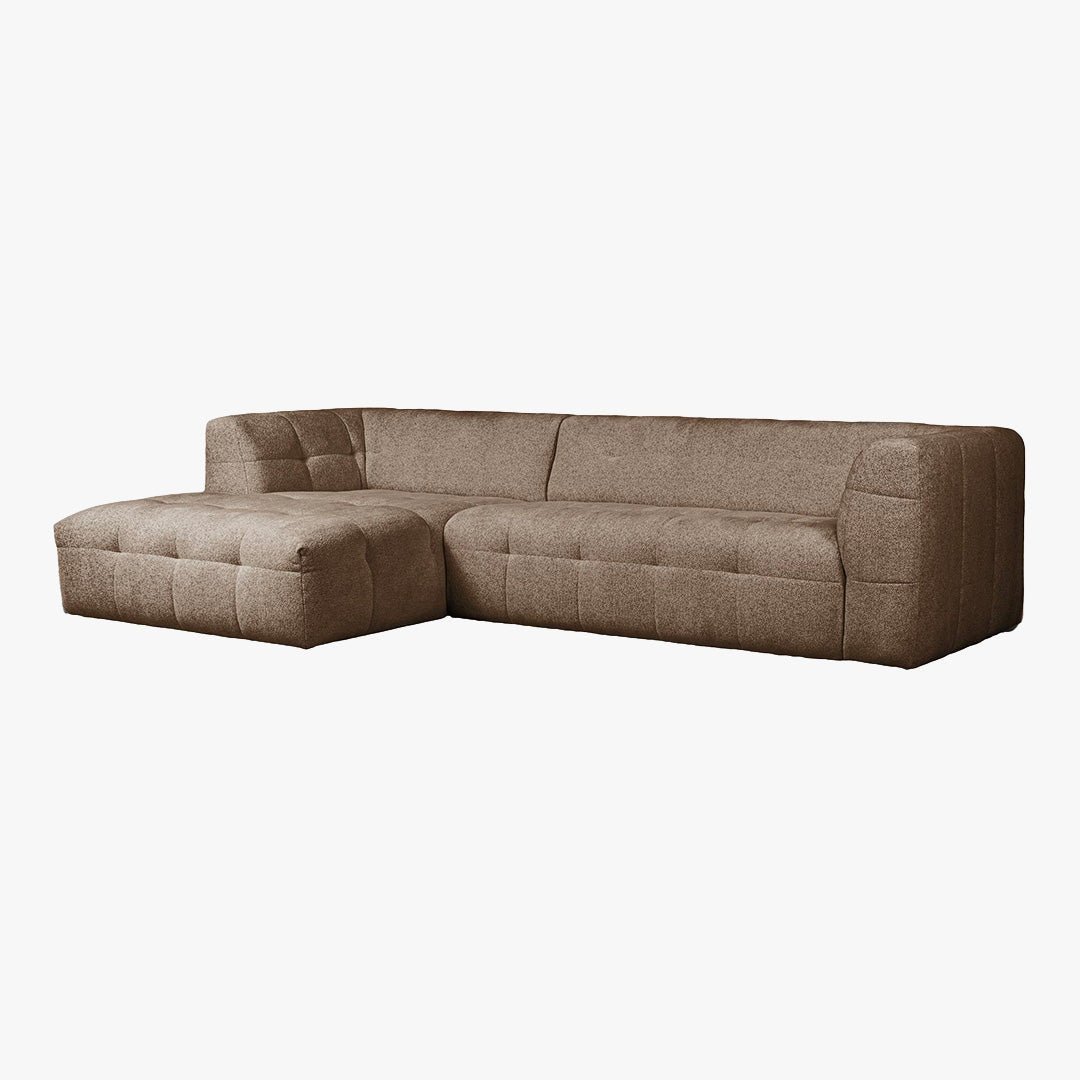 DEYNA Canapé d’angle en tissu capitonné taupe - Angle gauche - Canapés d'angle - Mobilier Deco