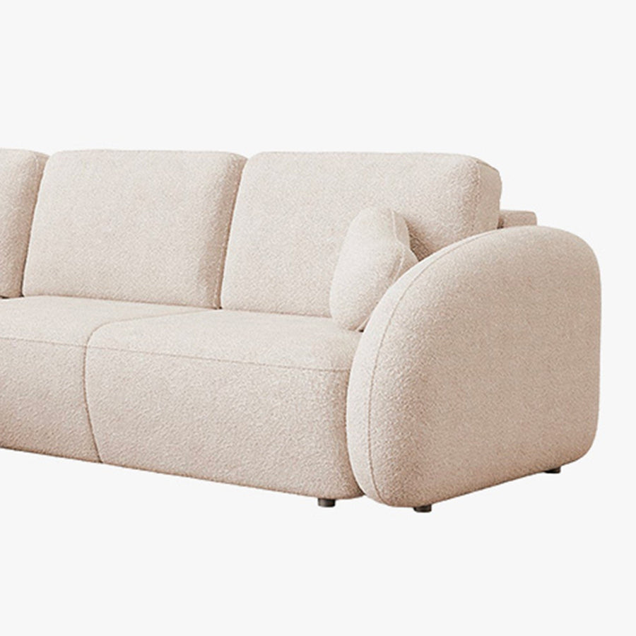 DJENA Canapé d'angle convertible avec coffre en tissu bouclette beige - Angle gauche — aperçu vidéo