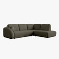DJENA Canapé d'angle convertible avec coffre en tissu bouclette vert - Angle droit