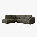 DJENA Canapé d'angle convertible avec coffre en tissu bouclette vert - Angle gauche
