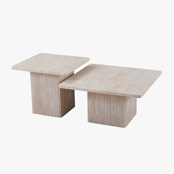 DOLSA Lot de 2 tables basses carrées couleur travertin