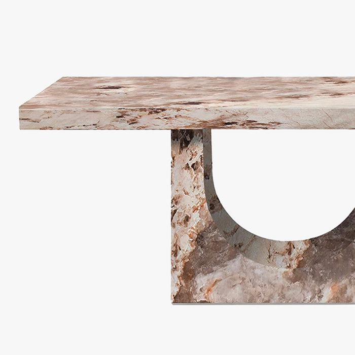 DONA Table à manger marbre d'ingénierie beige et marron