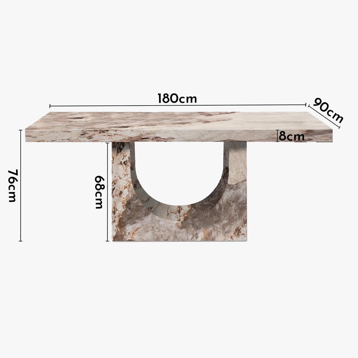 DONA Table à manger marbre d'ingénierie beige et marron - Table à manger - Mobilier Deco