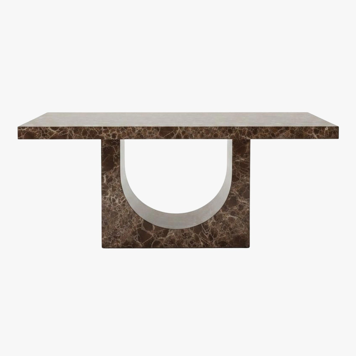 DONA Table à manger marbre d'ingénierie marron - Mobilier Deco