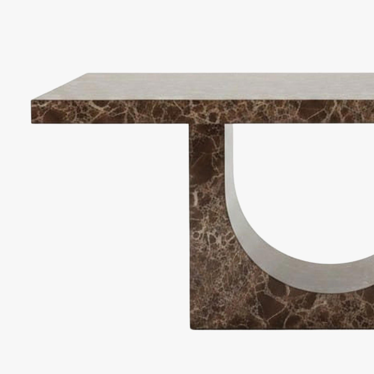 DONA Table à manger marbre d'ingénierie marron - Mobilier Deco