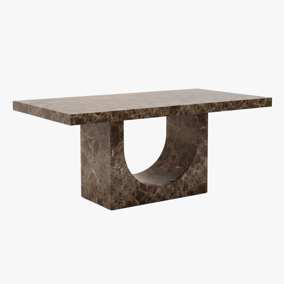DONA Table à manger marbre d'ingénierie marron - Mobilier Deco