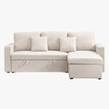 DORIA Canapé d'angle convertible et réversible avec coffre en tissu beige