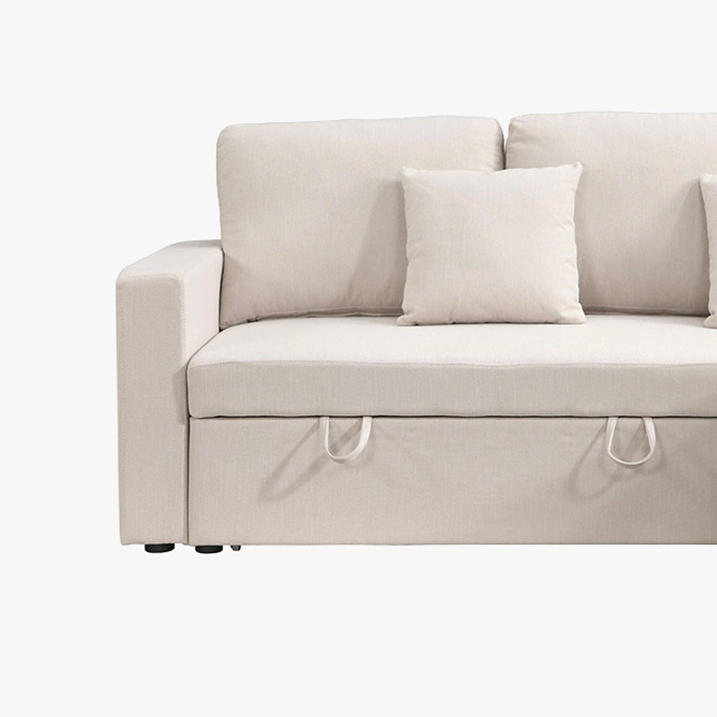 DORIA Canapé d'angle convertible et réversible avec coffre en tissu beige - Canapé d'angle convertible - Mobilier Deco