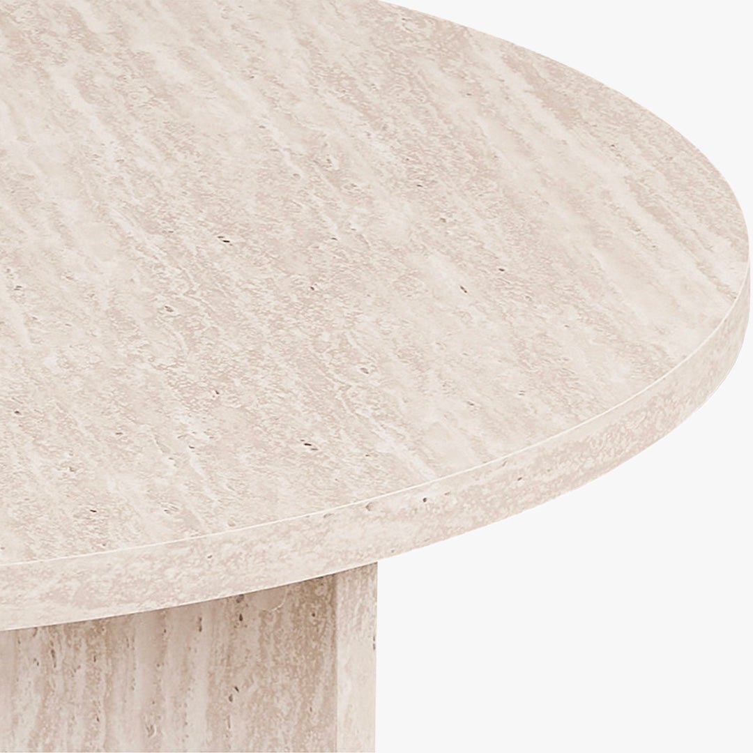 DRASIR Table basse ronde couleur travertin beige D90 cm - Table basse - Mobilier Deco