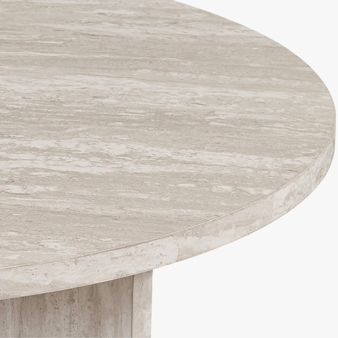 DRASIR Table basse ronde couleur travertin gris D90 cm - Table basse - Mobilier Deco