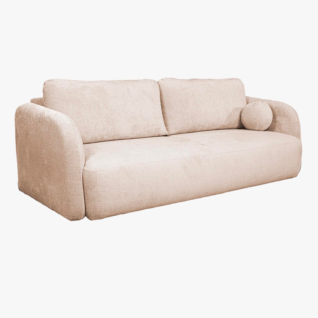 DRIXY Canapé 3 places convertible avec coffre en tissu beige - Canapés convertibles - Mobilier Deco