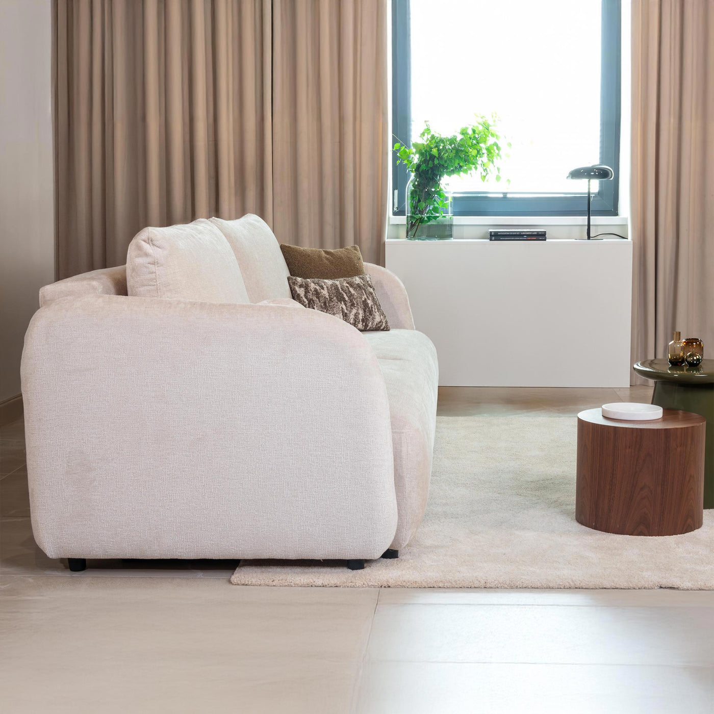 DRIXY Canapé 3 places convertible avec coffre en tissu beige - Canapés convertibles - Mobilier Deco