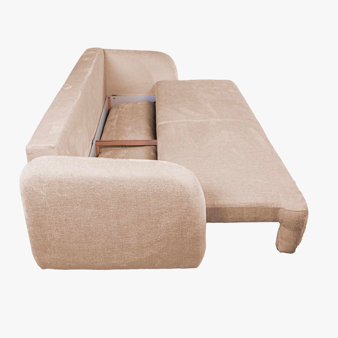 DRIXY Canapé 3 places convertible avec coffre en tissu beige - Canapés convertibles - Mobilier Deco