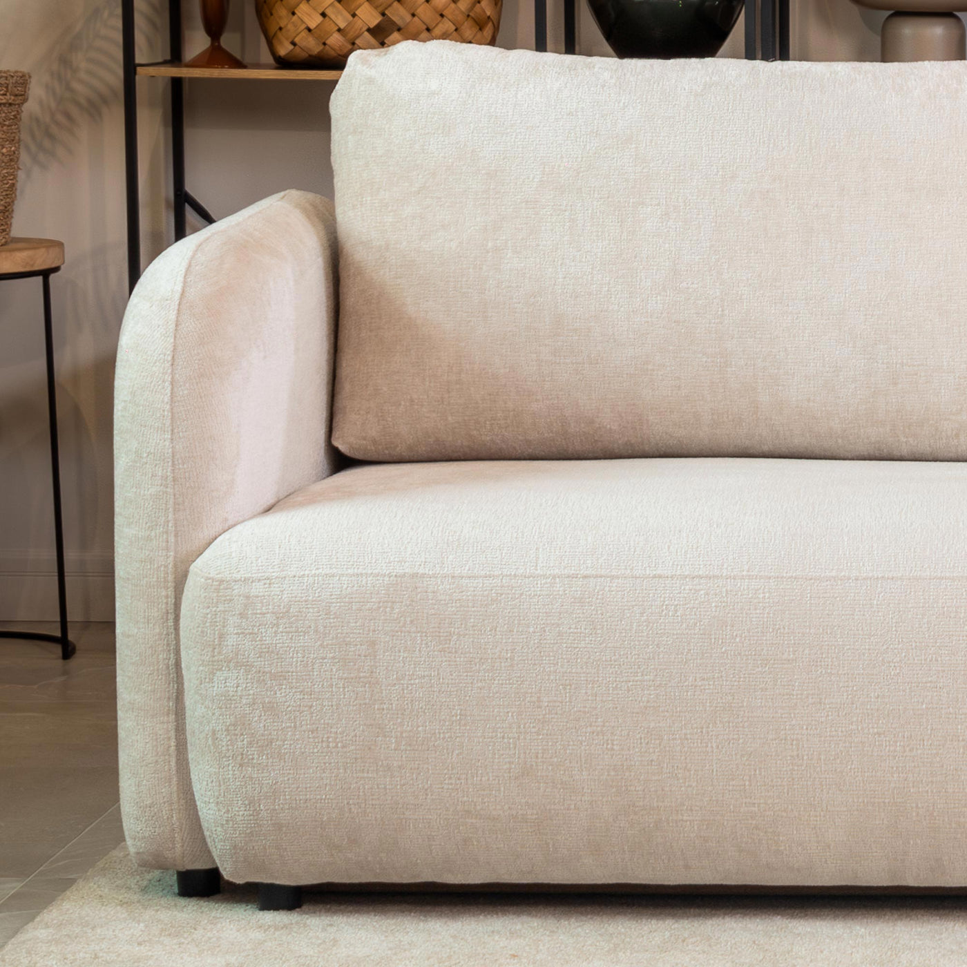 DRIXY Canapé 3 places convertible avec coffre en tissu beige - Canapés convertibles - Mobilier Deco