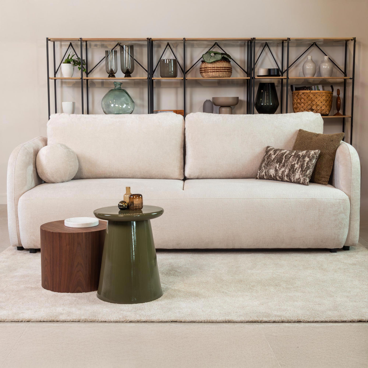 DRIXY Canapé 3 places convertible avec coffre en tissu beige - Canapés convertibles - Mobilier Deco