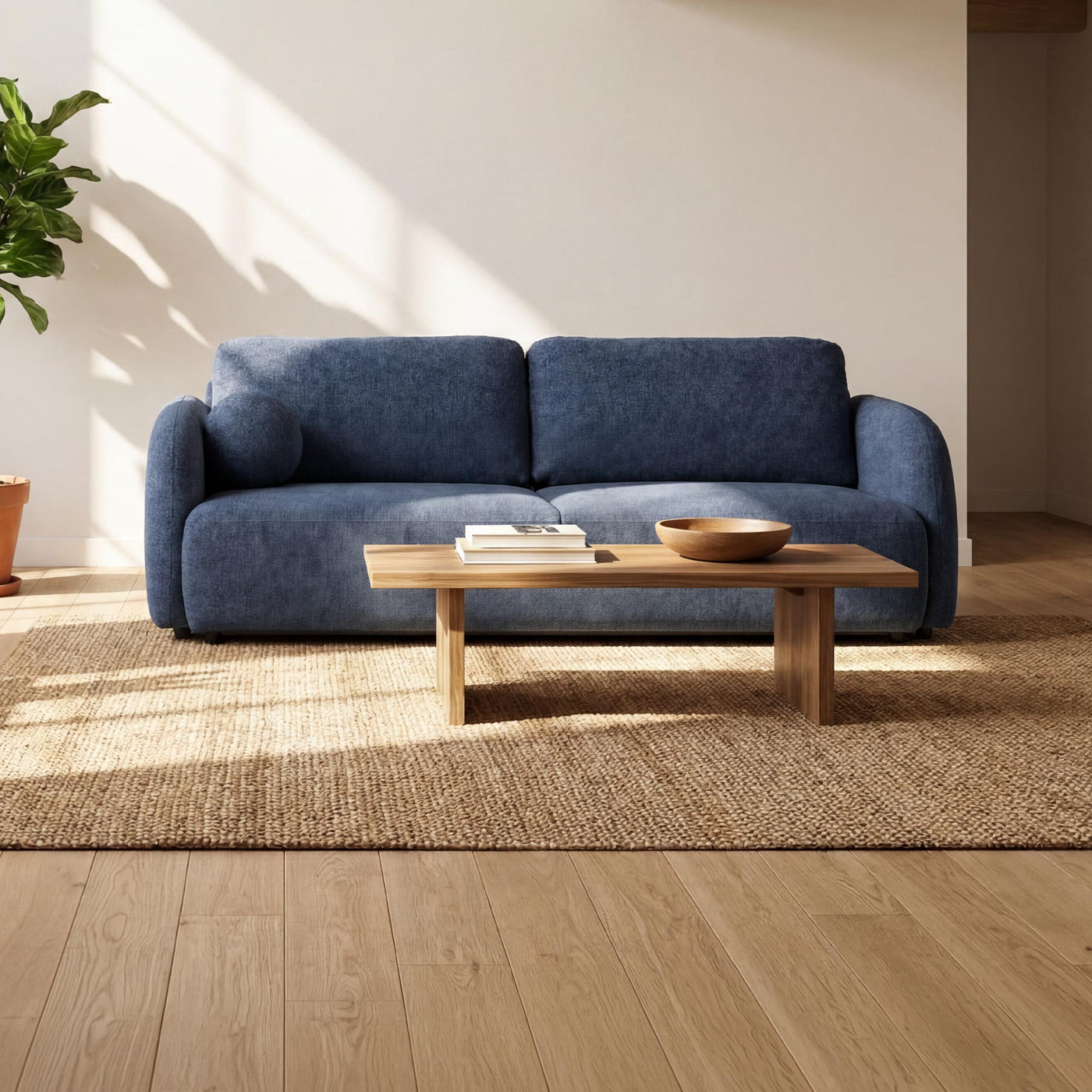 DRIXY Canapé 3 places convertible avec coffre en tissu bleu foncé - Canapés convertibles - Mobilier Deco