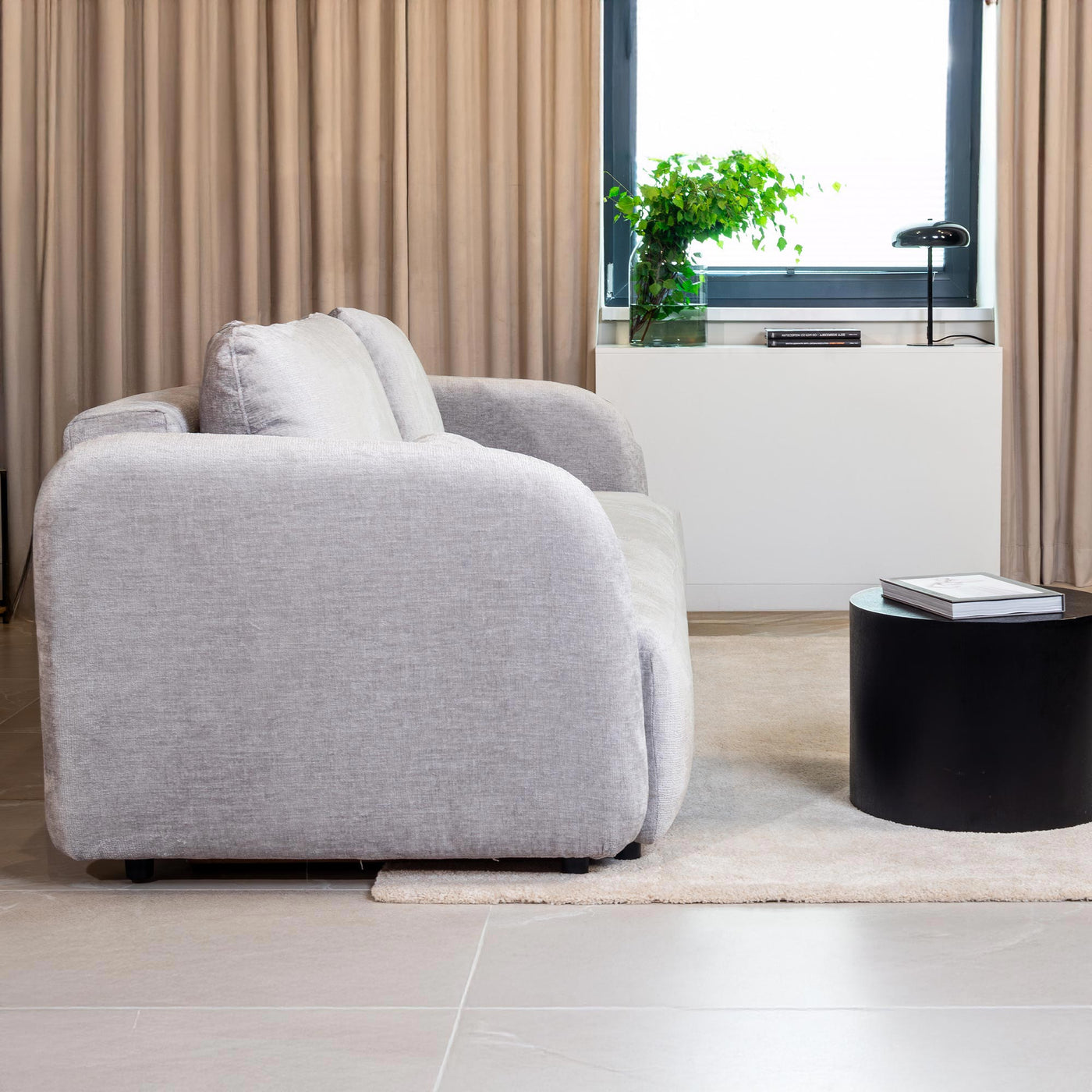 DRIXY Canapé 3 places convertible avec coffre en tissu gris - Canapés convertibles - Mobilier Deco