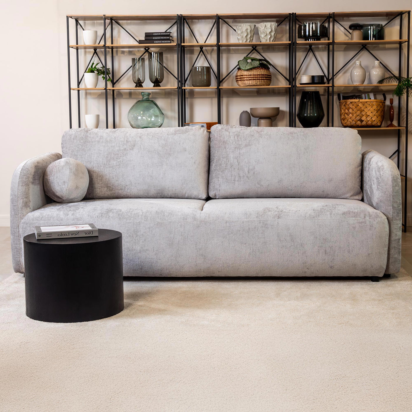 DRIXY Canapé 3 places convertible avec coffre en tissu gris - Canapés convertibles - Mobilier Deco