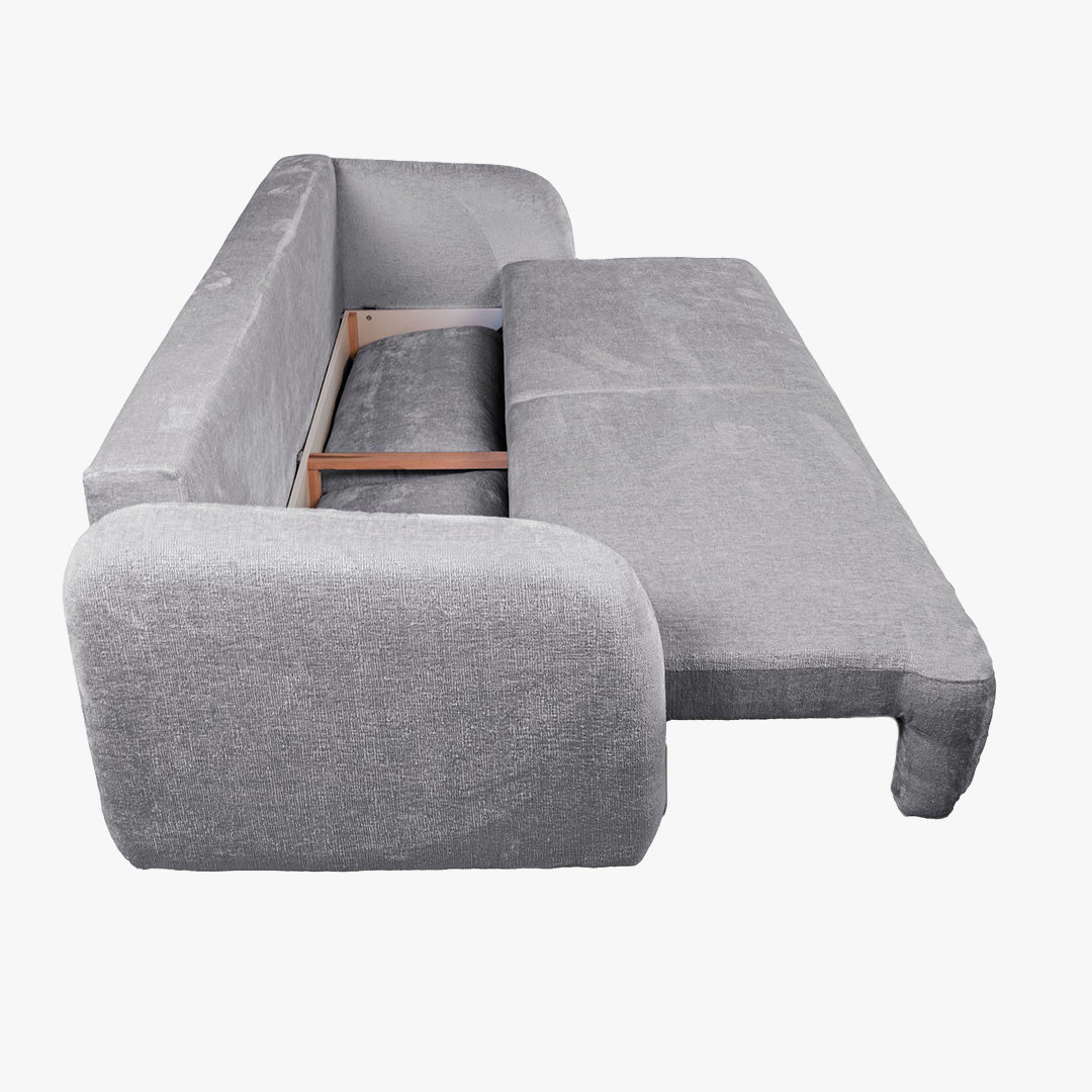 DRIXY Canapé 3 places convertible avec coffre en tissu gris - Canapés convertibles - Mobilier Deco