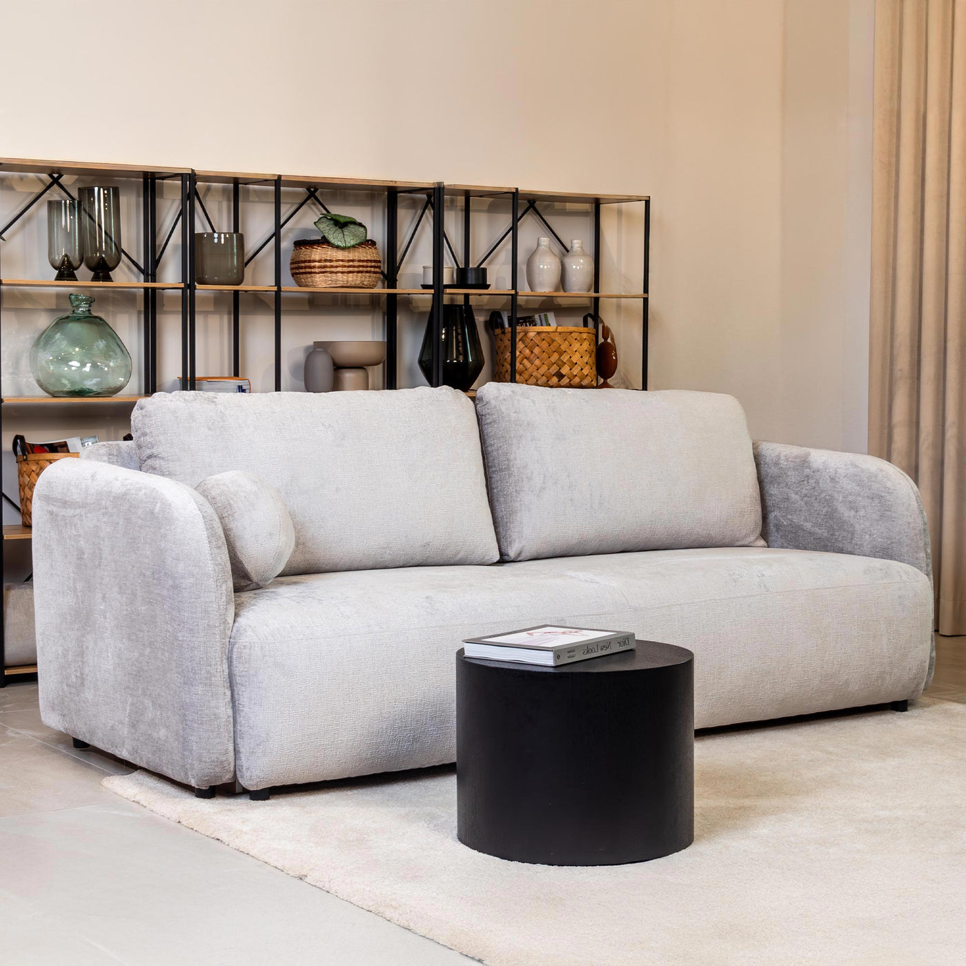DRIXY Canapé 3 places convertible avec coffre en tissu gris - Canapés convertibles - Mobilier Deco