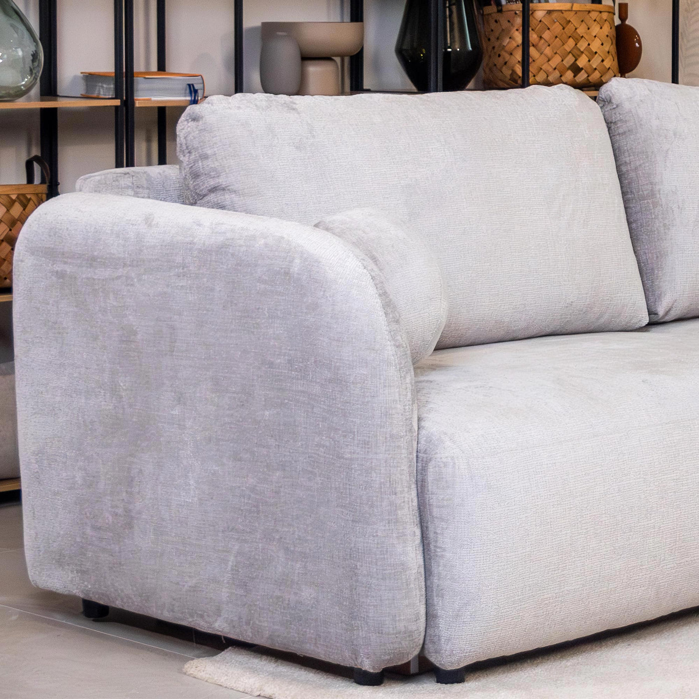 DRIXY Canapé 3 places convertible avec coffre en tissu gris - Canapés convertibles - Mobilier Deco