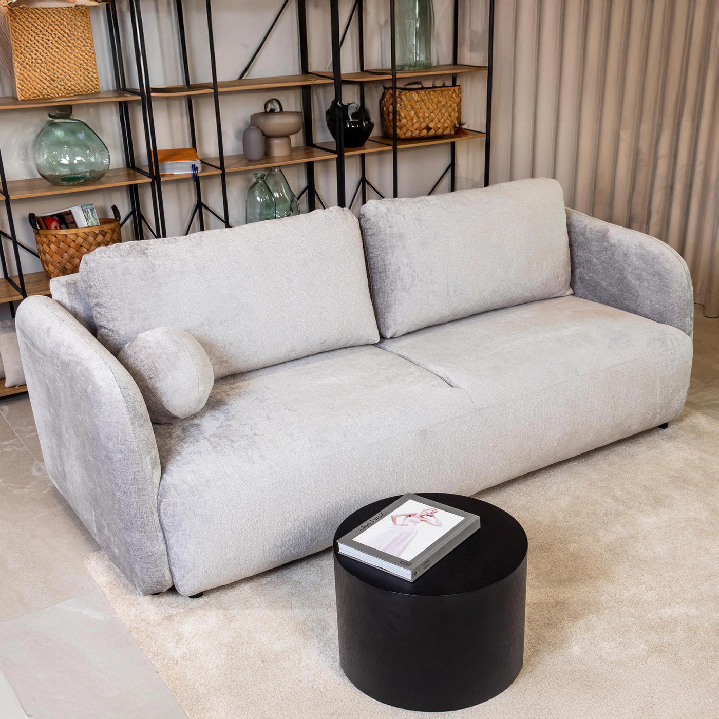 DRIXY Canapé 3 places convertible avec coffre en tissu gris - Canapés convertibles - Mobilier Deco
