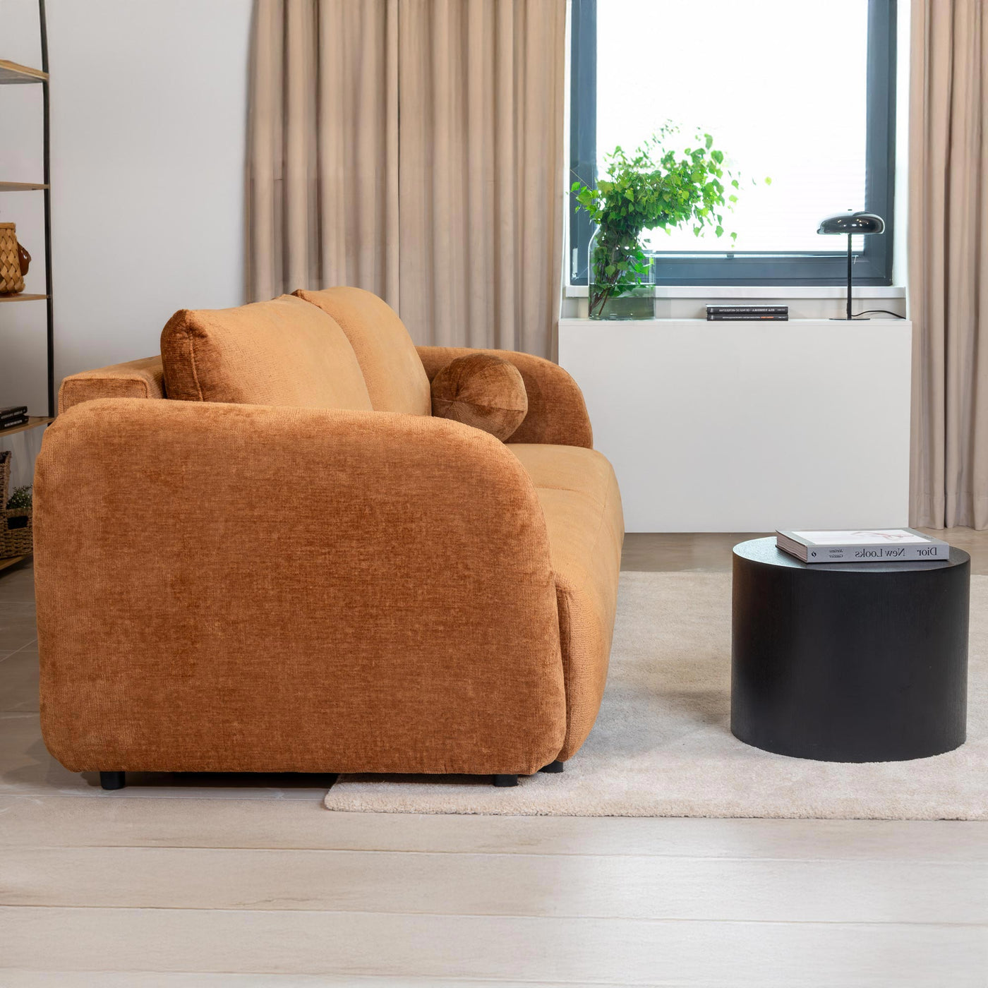 DRIXY Canapé 3 places convertible avec coffre en tissu orange - Canapés convertibles - Mobilier Deco