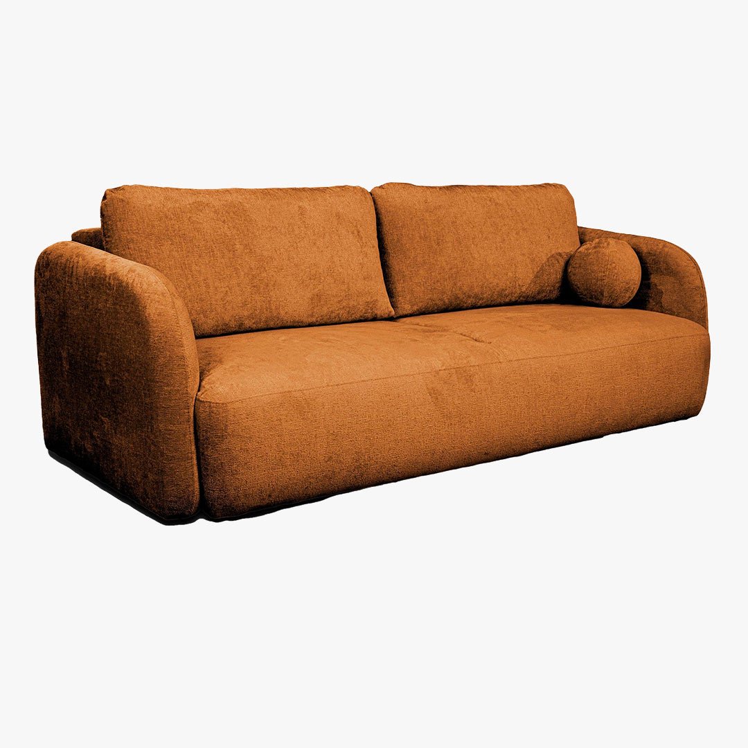 DRIXY Canapé 3 places convertible avec coffre en tissu orange - Canapés convertibles - Mobilier Deco