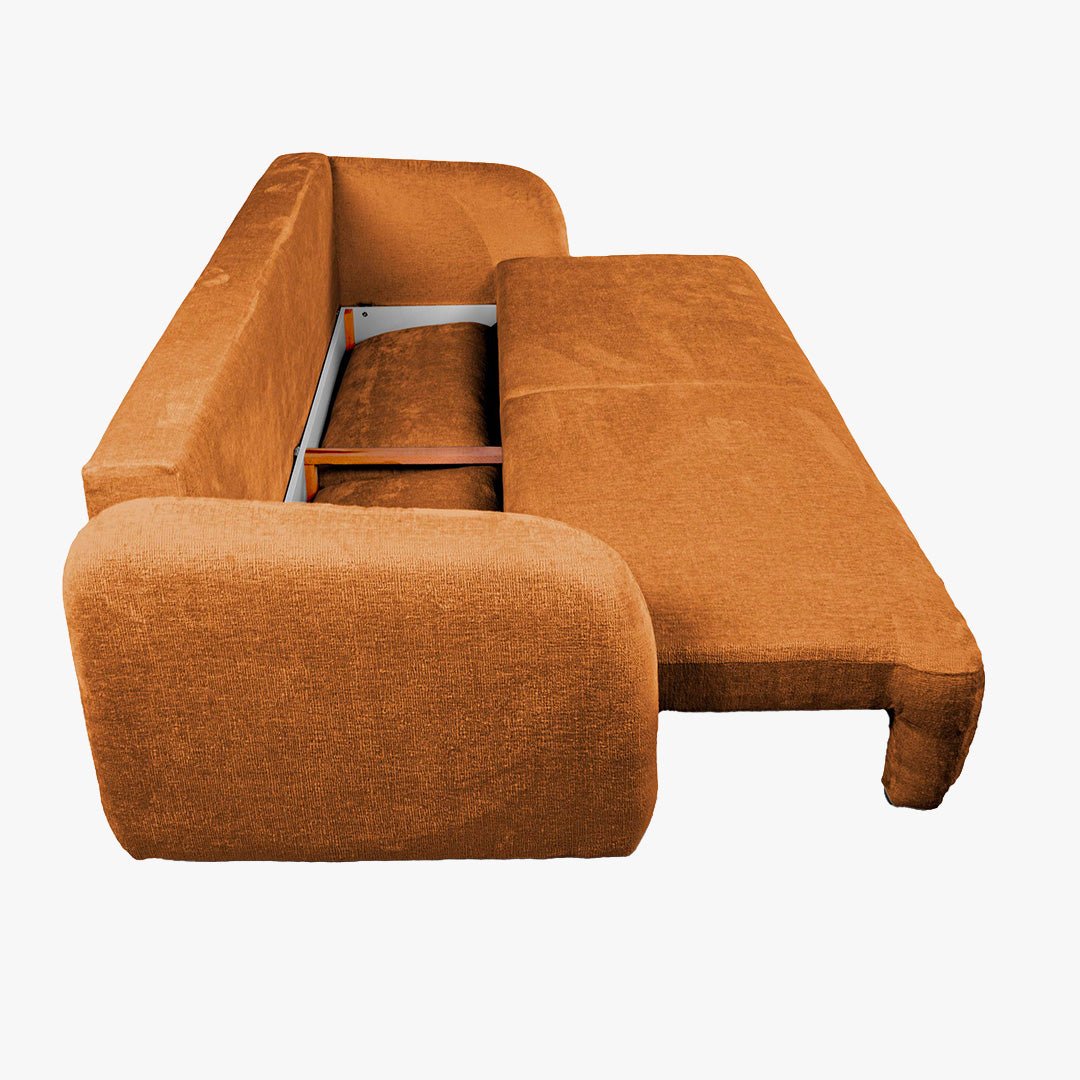 DRIXY Canapé 3 places convertible avec coffre en tissu orange - Canapés convertibles - Mobilier Deco