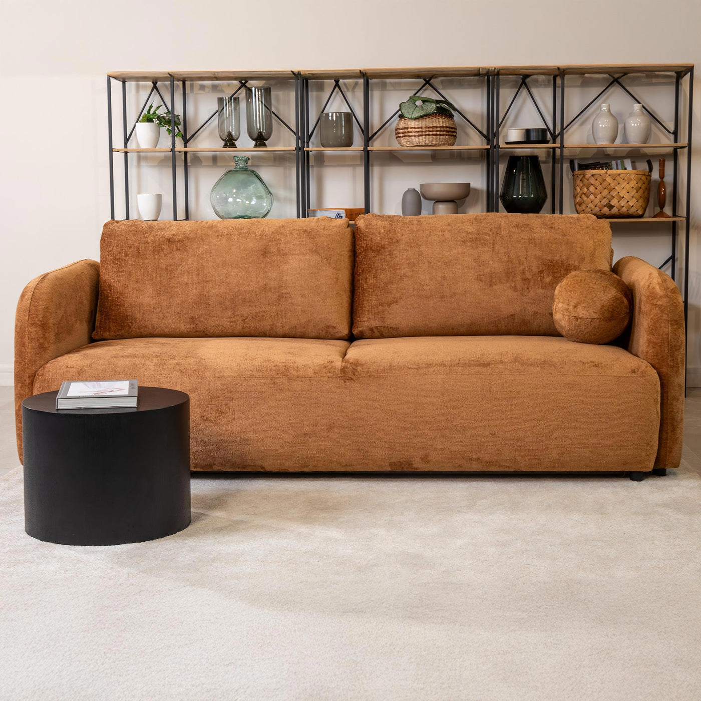 DRIXY Canapé 3 places convertible avec coffre en tissu orange - Canapés convertibles - Mobilier Deco