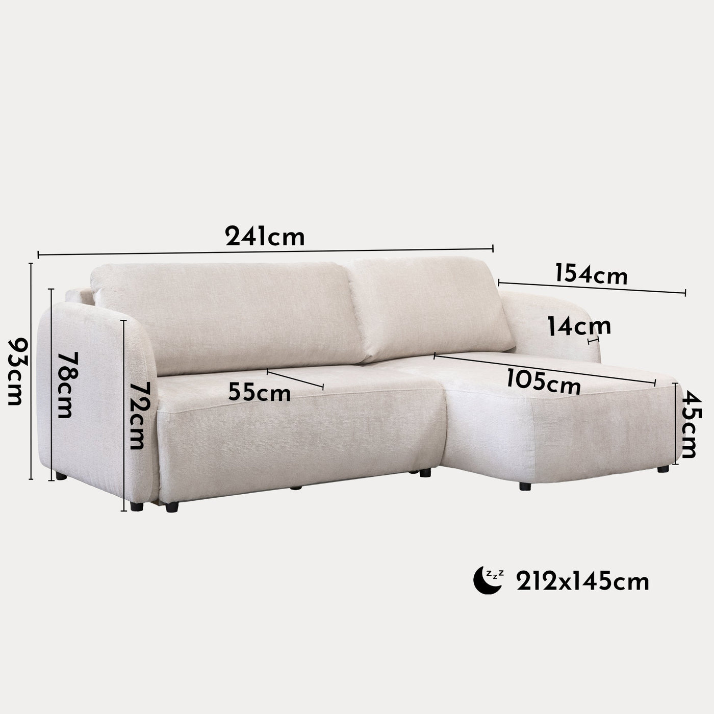 DRIXY Canapé d'angle convertible avec coffre en tissu beige - Angle droit - Canapé d'angle convertible - Mobilier Deco