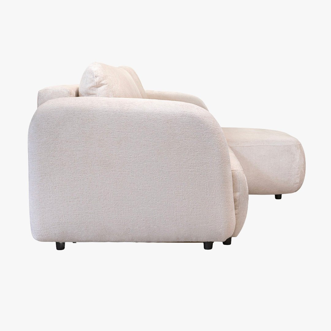 DRIXY Canapé d'angle convertible avec coffre en tissu beige - Angle droit - Canapé d'angle convertible - Mobilier Deco