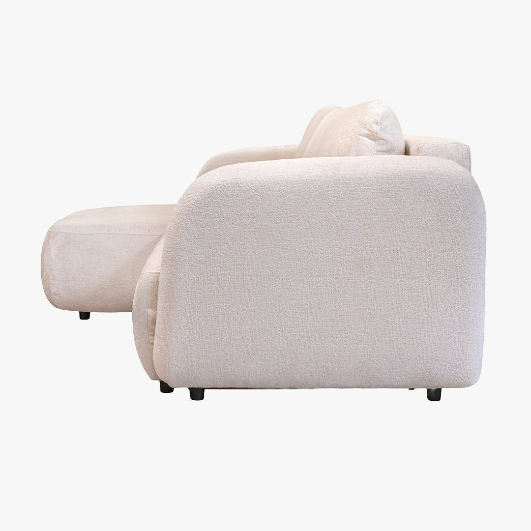 DRIXY Canapé d'angle convertible avec coffre en tissu beige - Angle gauche - Canapé d'angle convertible - Mobilier Deco