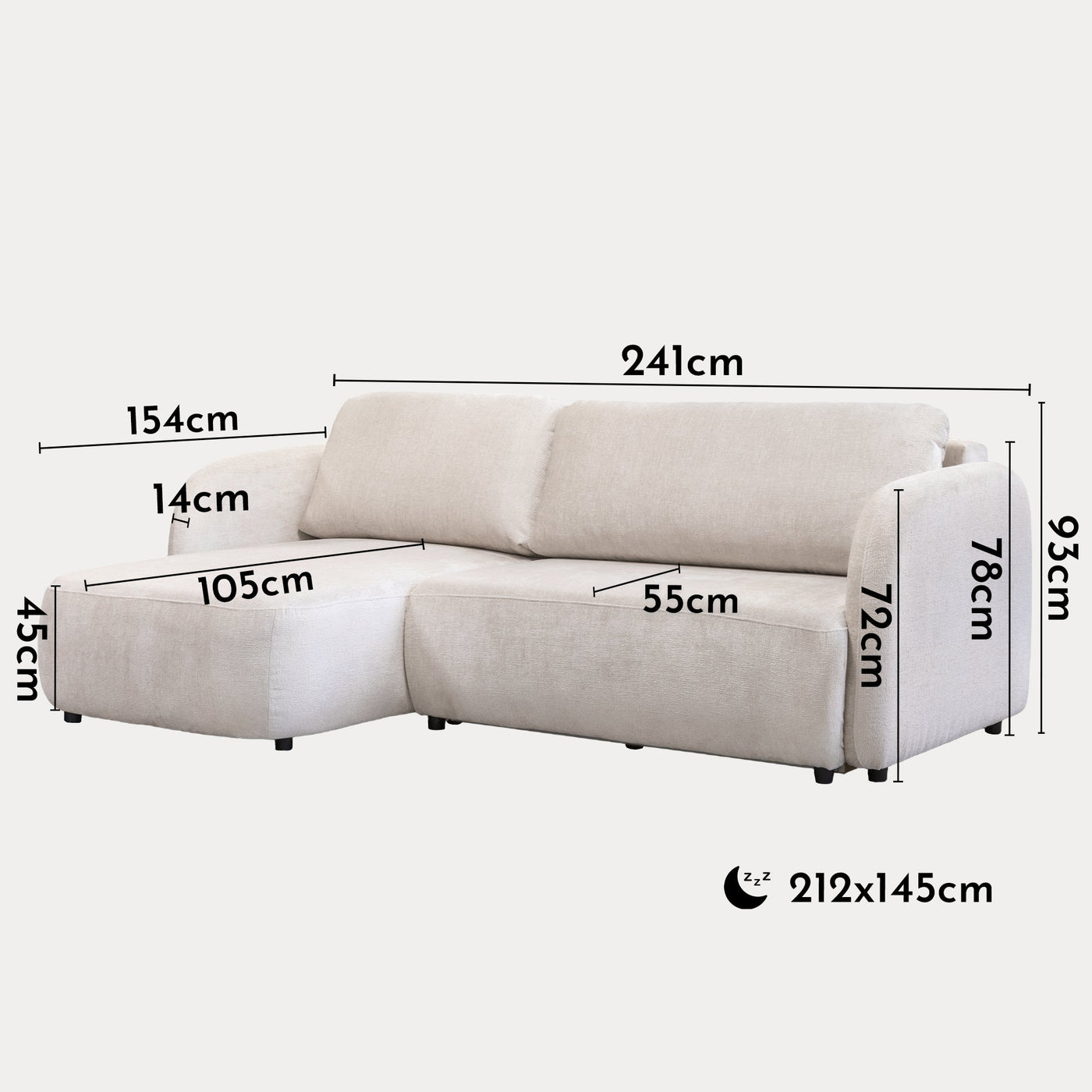 DRIXY Canapé d'angle convertible avec coffre en tissu beige - Angle gauche - Canapé d'angle convertible - Mobilier Deco