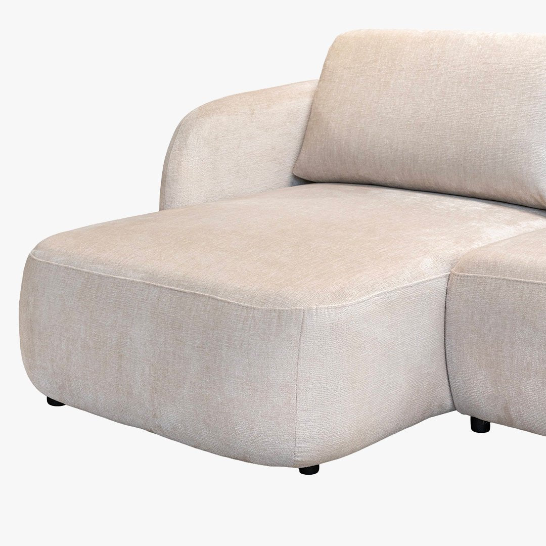 DRIXY Canapé d'angle convertible avec coffre en tissu beige - Angle gauche - Canapé d'angle convertible - Mobilier Deco