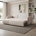 DRIXY Canapé d'angle convertible avec coffre en tissu beige - Angle gauche