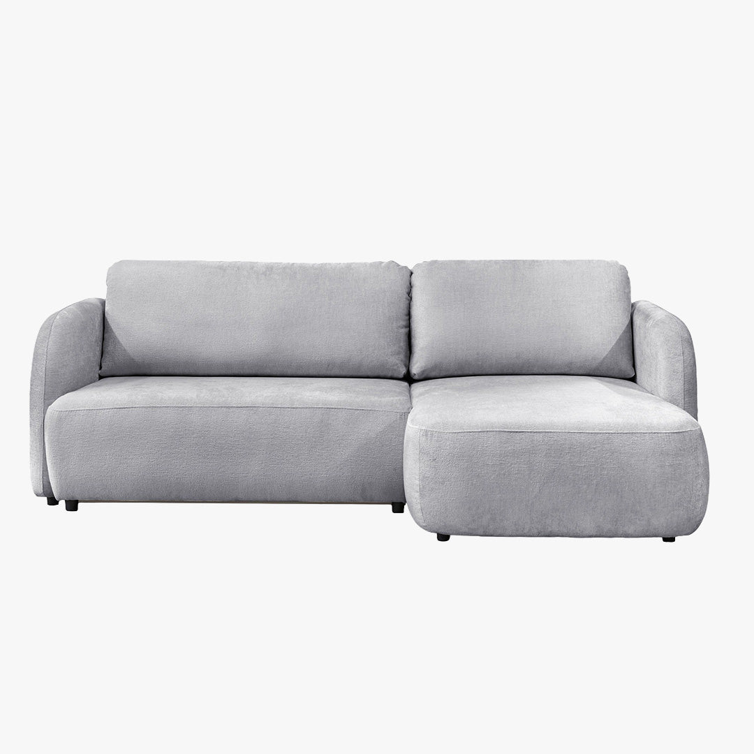 DRIXY Canapé d'angle convertible avec coffre en tissu gris - Angle droit - Canapé d'angle convertible - Mobilier Deco