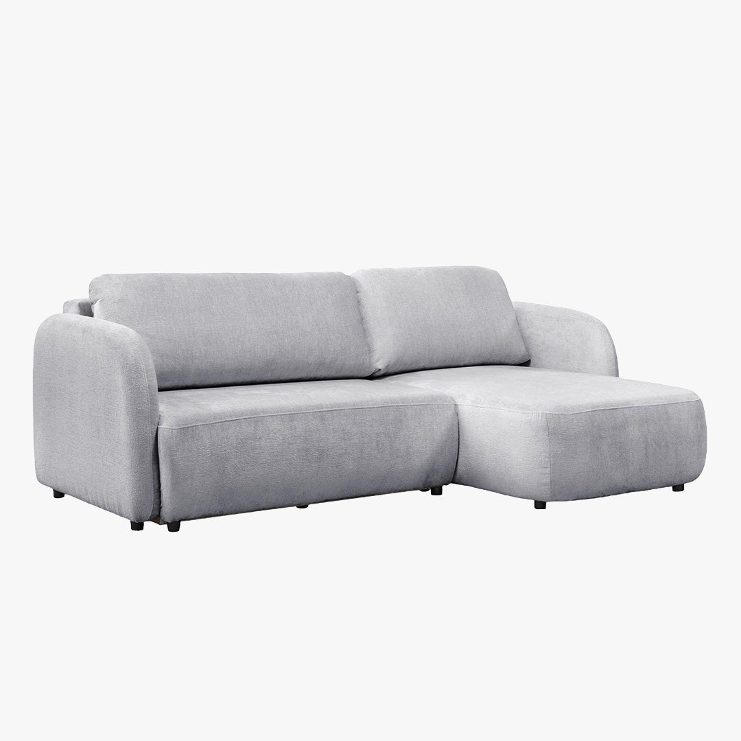 DRIXY Canapé d'angle convertible avec coffre en tissu gris - Angle droit - Canapé d'angle convertible - Mobilier Deco