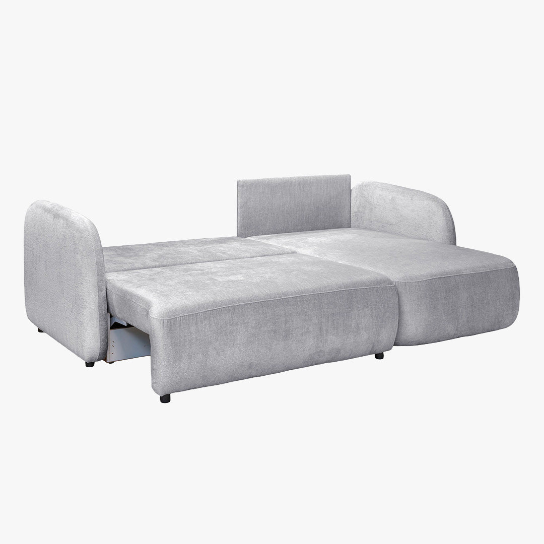 DRIXY Canapé d'angle convertible avec coffre en tissu gris - Angle droit - Canapé d'angle convertible - Mobilier Deco