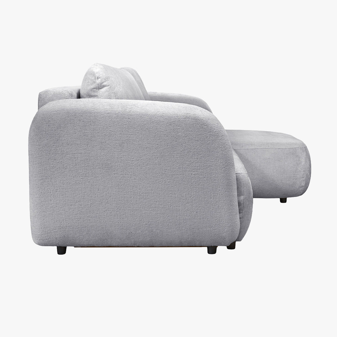 DRIXY Canapé d'angle convertible avec coffre en tissu gris - Angle droit - Canapé d'angle convertible - Mobilier Deco