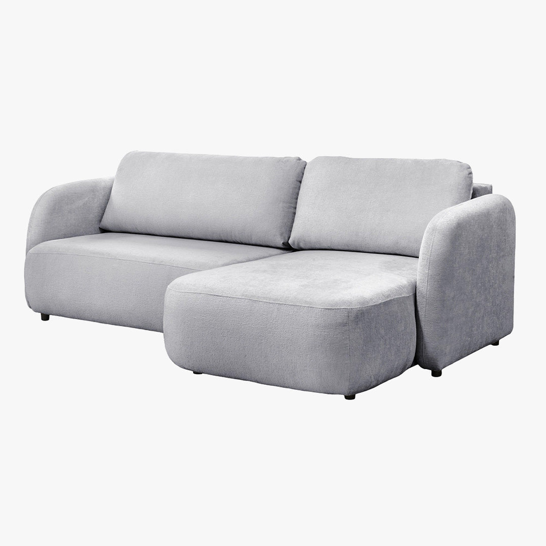DRIXY Canapé d'angle convertible avec coffre en tissu gris - Angle droit - Canapé d'angle convertible - Mobilier Deco
