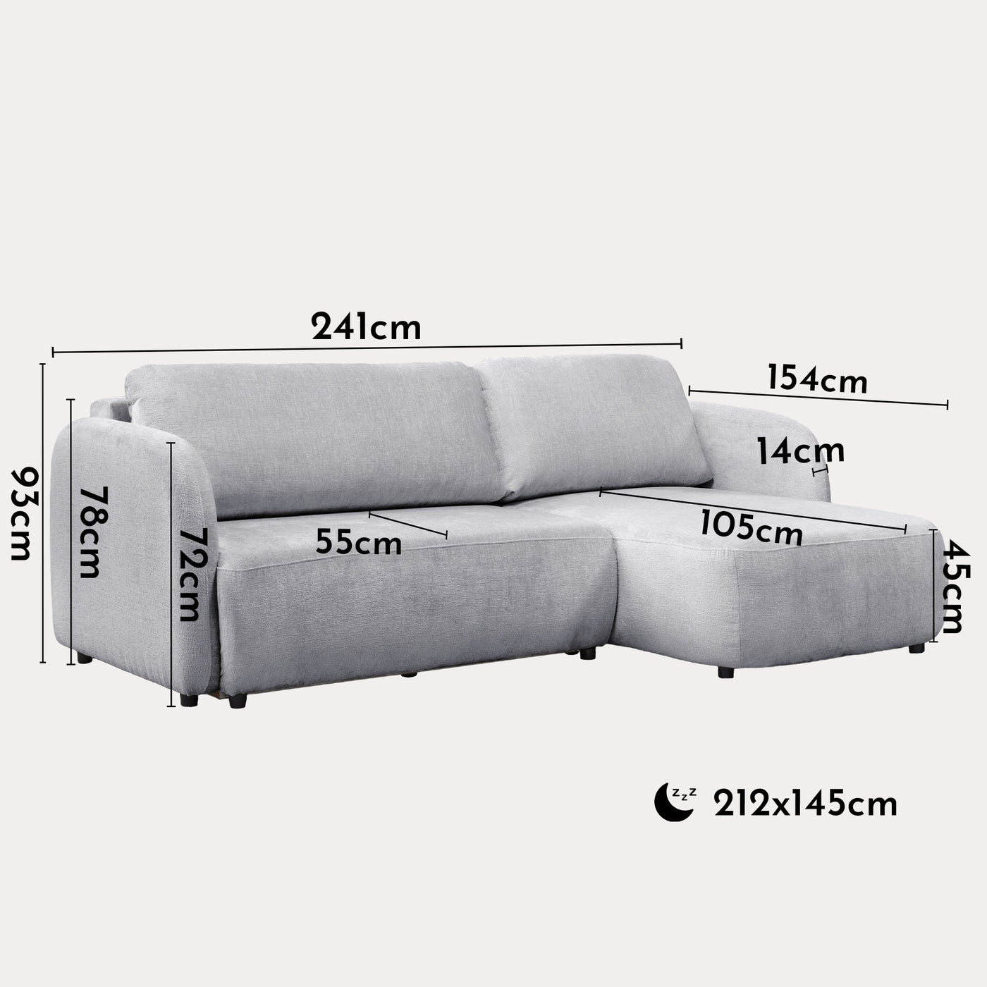 DRIXY Canapé d'angle convertible avec coffre en tissu gris - Angle droit - Canapé d'angle convertible - Mobilier Deco