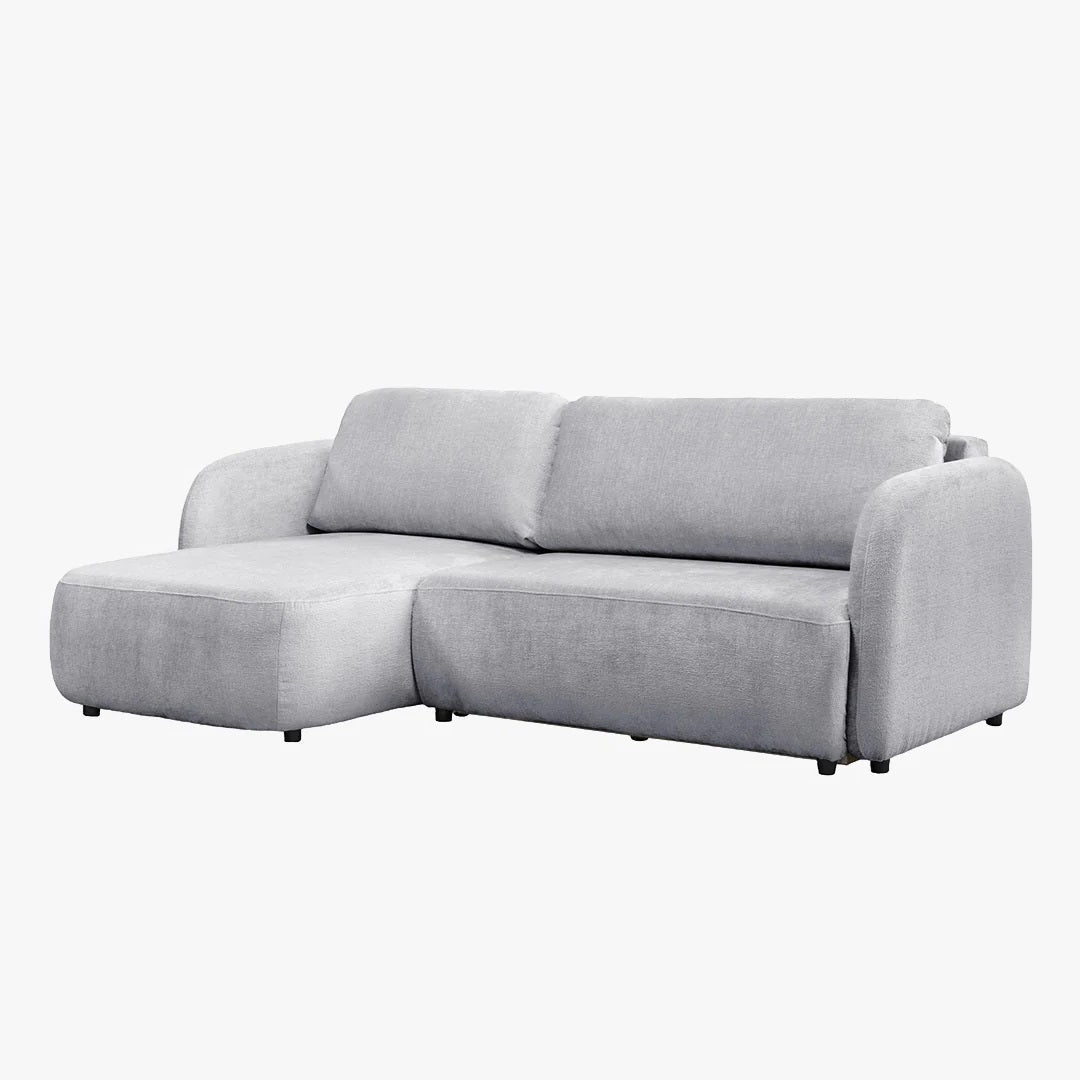 DRIXY Canapé d'angle convertible avec coffre en tissu gris - Angle gauche - Canapé d'angle convertible - Mobilier Deco