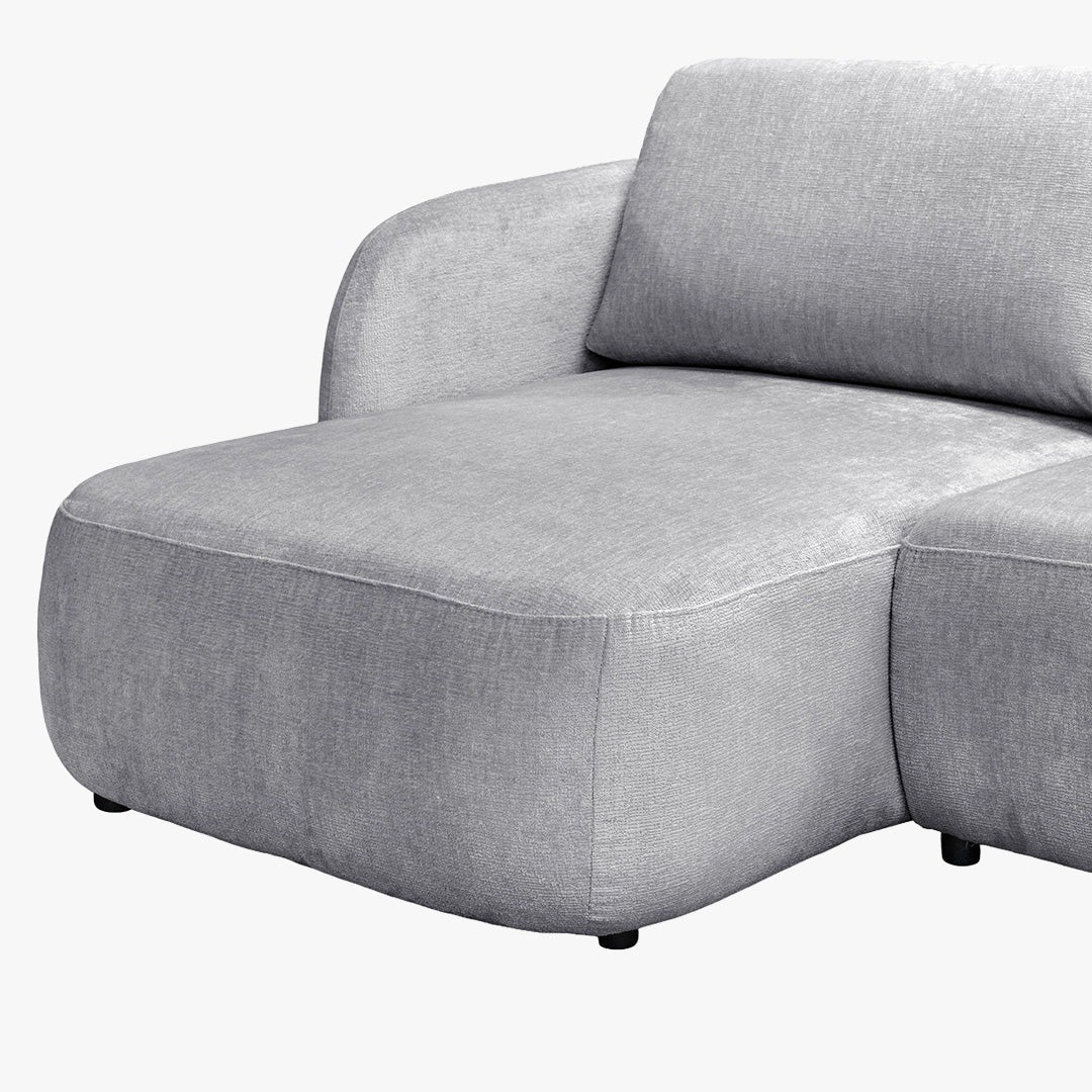 DRIXY Canapé d'angle convertible avec coffre en tissu gris - Angle gauche - Canapé d'angle convertible - Mobilier Deco