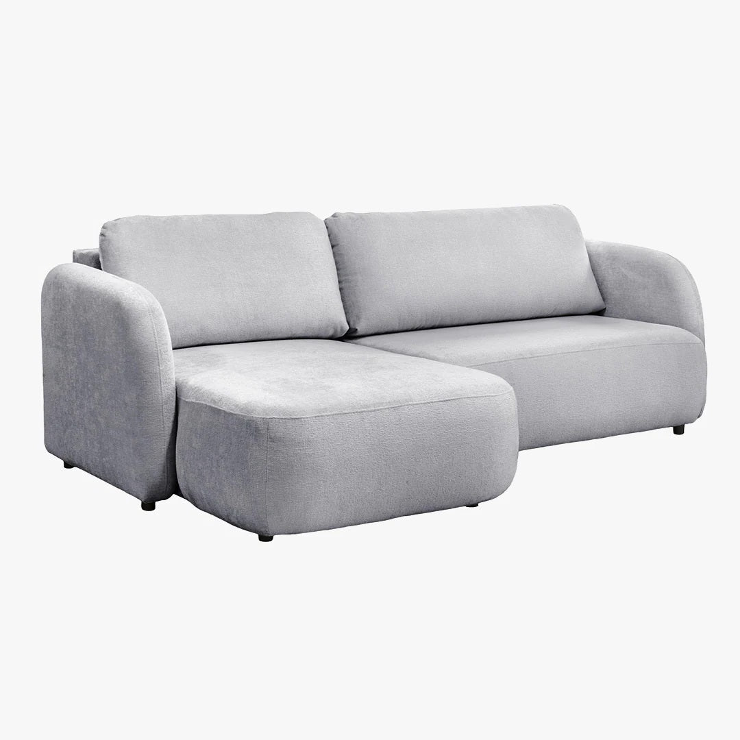 DRIXY Canapé d'angle convertible avec coffre en tissu gris - Angle gauche - Canapé d'angle convertible - Mobilier Deco