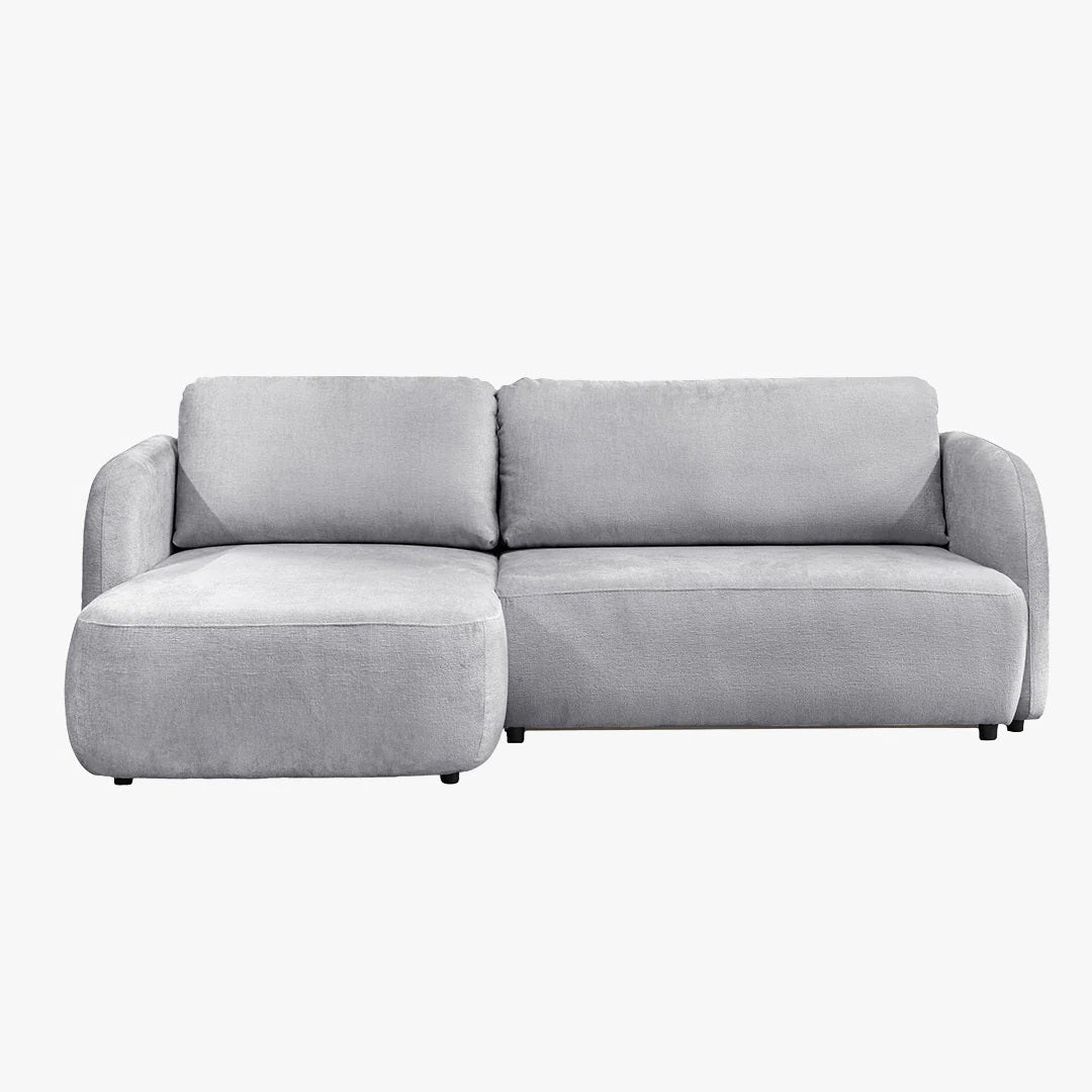DRIXY Canapé d'angle convertible avec coffre en tissu gris - Angle gauche - Canapé d'angle convertible - Mobilier Deco